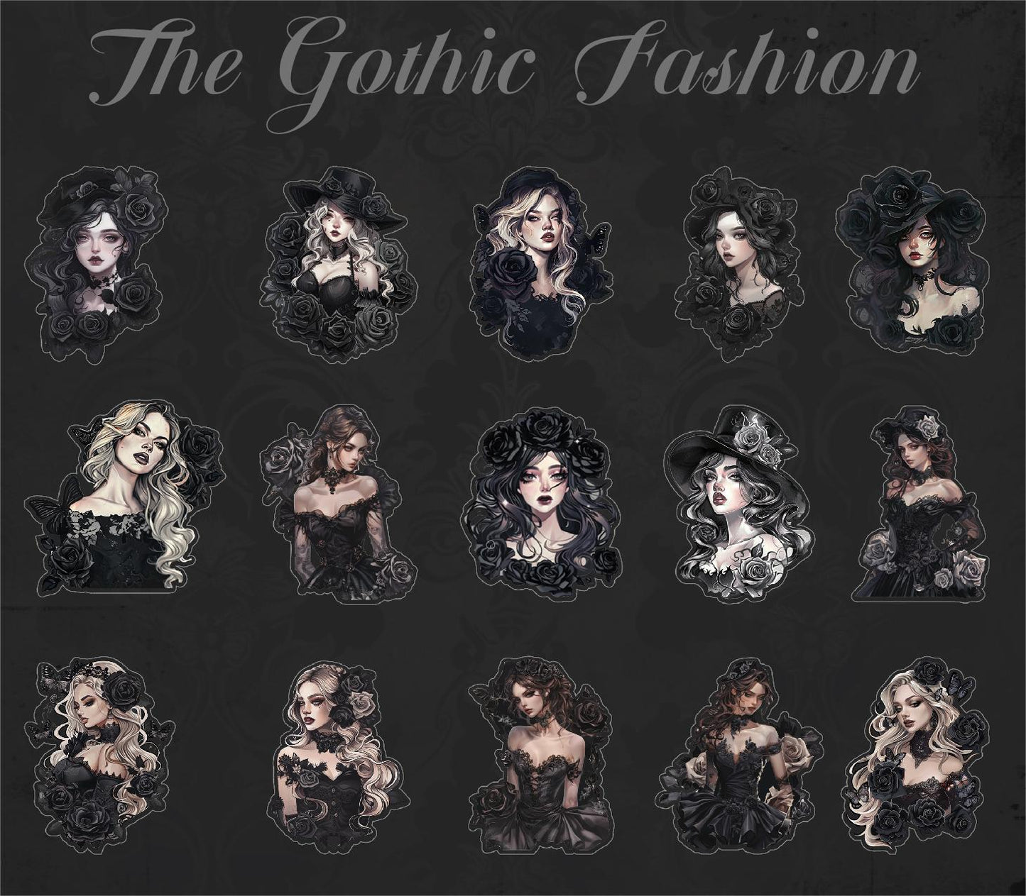 Gothic Damsel PET stickers 30PCS