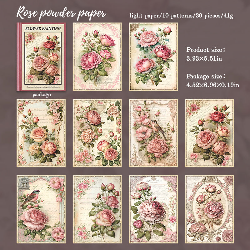 Retro Big Flower Background Paper 30 PCS