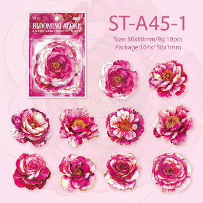 Bloom alone BIG flower stickers 10 PCS