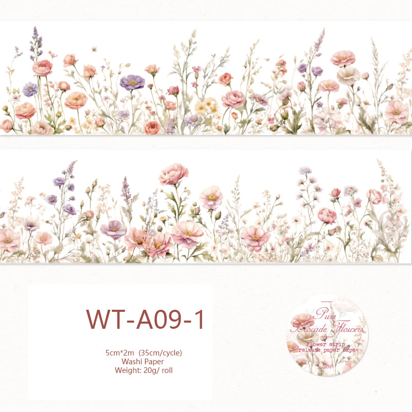 Whole Roll 5cm*2m Endless Summer Floral Washi Tape