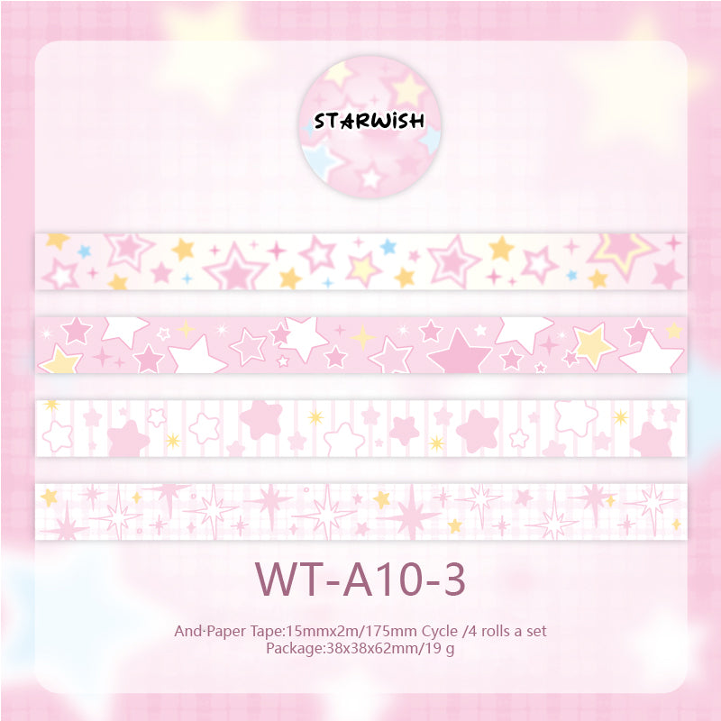 Whole Roll 1.5cm*2 Starwish Cute Washi Tape set