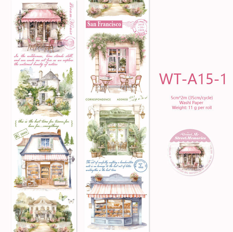 Whole Roll 5cm*2m Cute Street Scenery Washi Tape