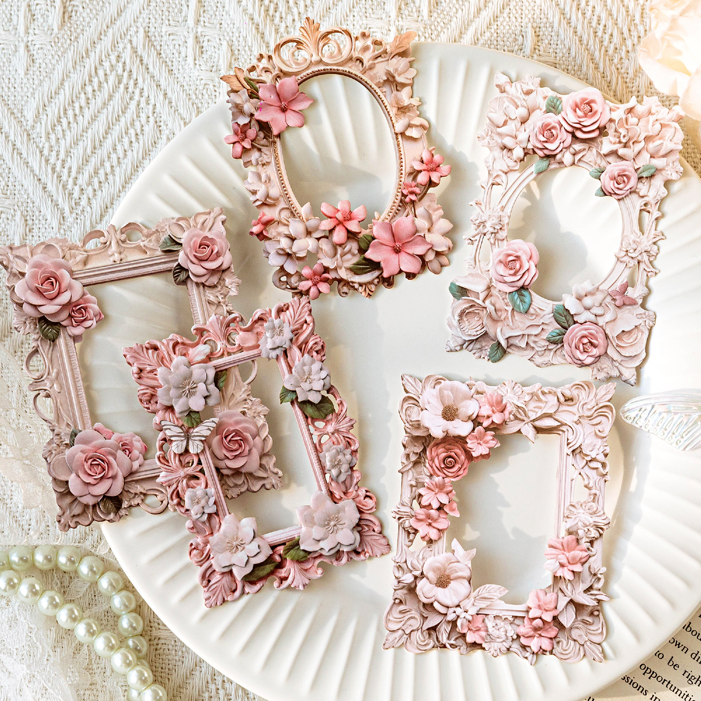 10 PCS Flower Mirror Frame