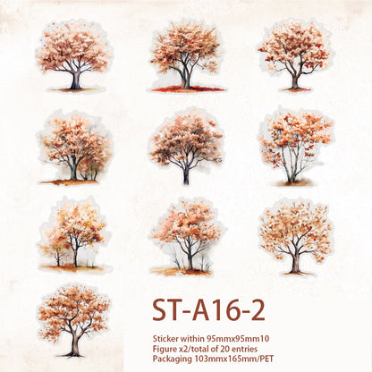 20 Pcs Four seasons Trees Collection Stickers