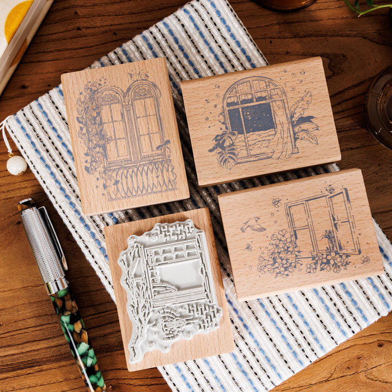 Four Seson Window Wooden Stamp