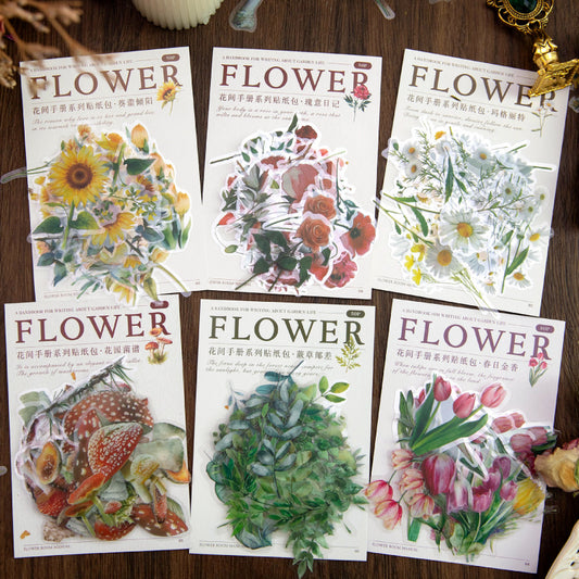 Flower Brochure PET Stickers 50 PCS