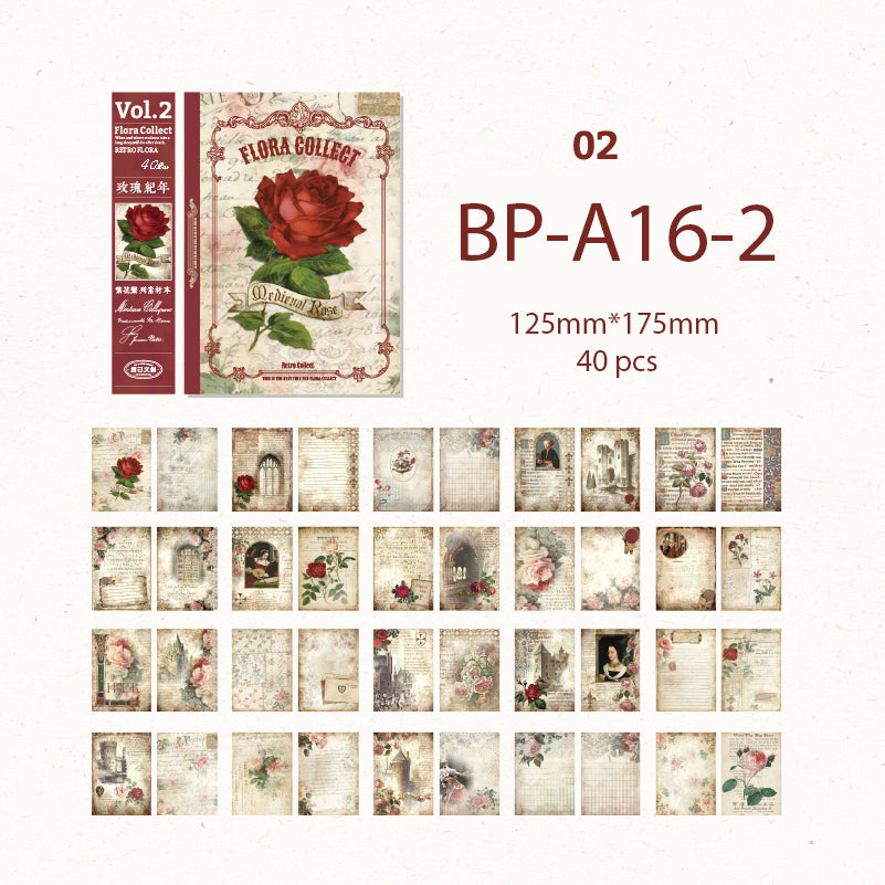 Rose / Damsel Vintage Background Paper 40 PCS