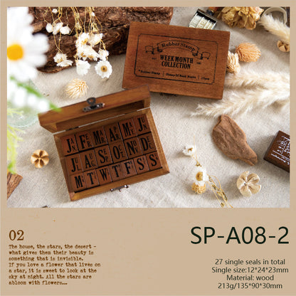 Week&Moon&Number Wooden Set Stamp