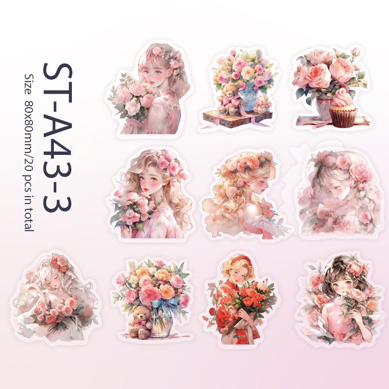 Flower language  Character stickers 20 PCS