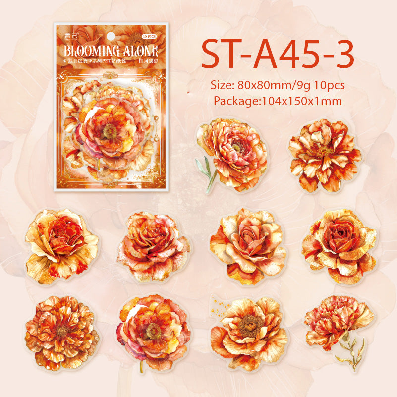 Bloom alone BIG flower stickers 10 PCS