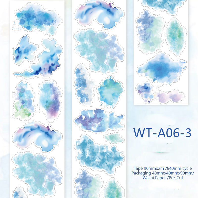 Whole Roll big 9cm*2m Pre-Cut Watercolor Washi Tap