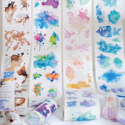 Whole Roll big 9cm*2m Pre-Cut Watercolor Washi Tap