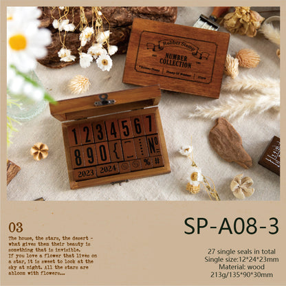 Week&Moon&Number Wooden Set Stamp