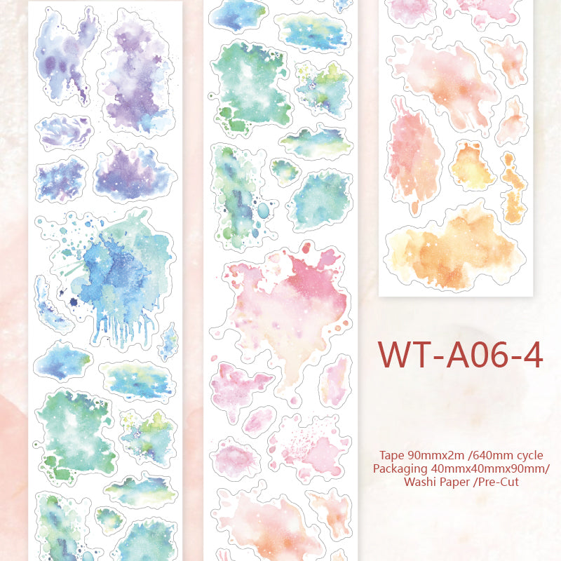 Whole Roll big 9cm*2m Pre-Cut Watercolor Washi Tap