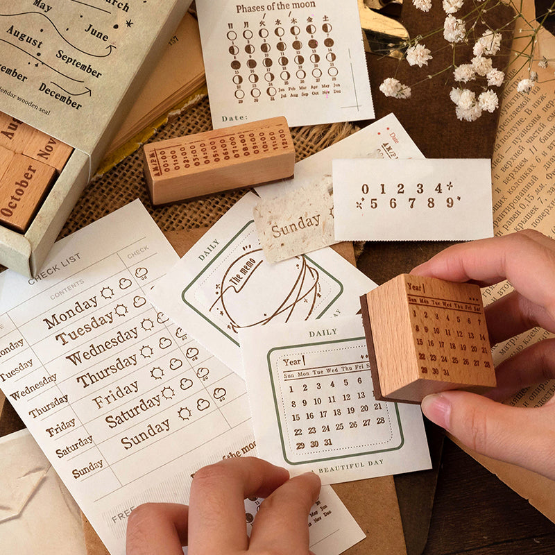 Different set /Different pcs /Time Travel Wooden Stamp