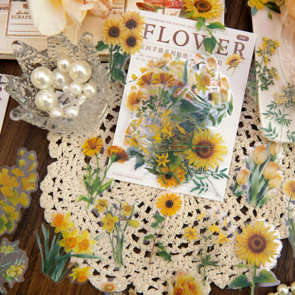 Flower Brochure PET Stickers 50 PCS