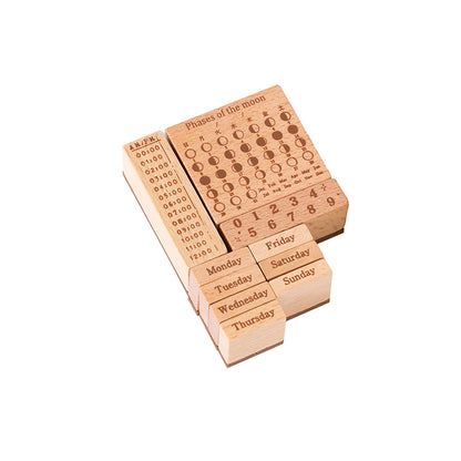 Different set /Different pcs /Time Travel Wooden Stamp