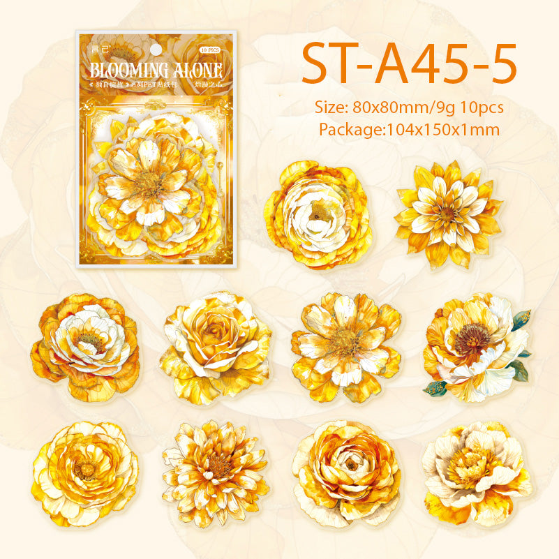 Bloom alone BIG flower stickers 10 PCS