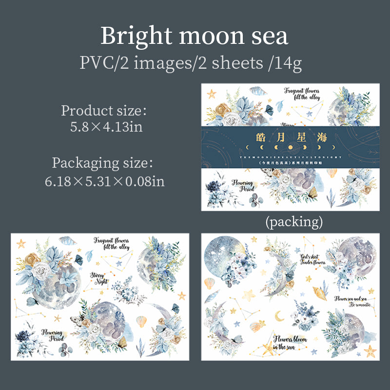 2PCS Transferable Moon & Flower stickers