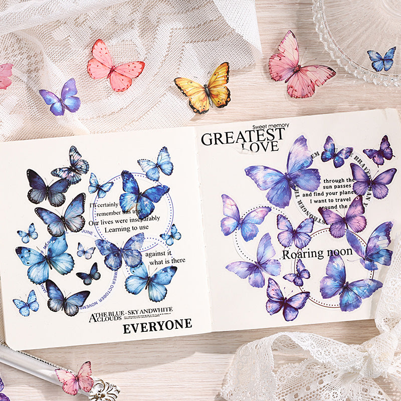 Rainbow Wings Butterfliy PRE-CUT stickers 6 BIG PCS