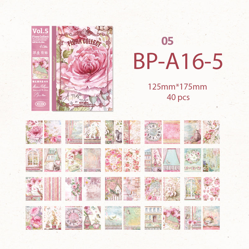 Rose / Damsel Vintage Background Paper 40 PCS