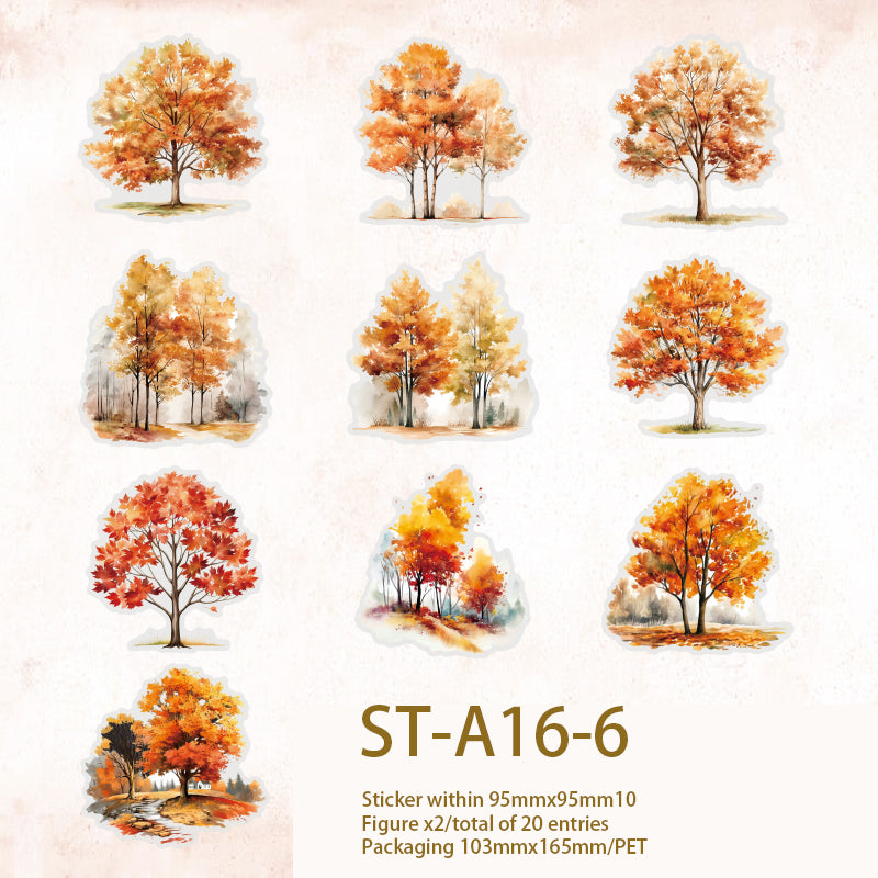 Four seasons Trees Collection Stickers 20 Pcs