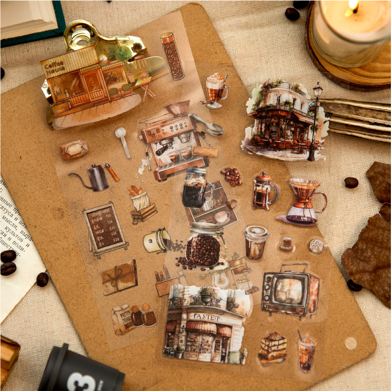 Coffee/Garden vintage PET stickers 6PCS