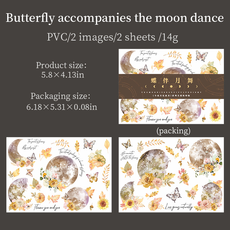 2PCS Transferable Moon & Flower stickers