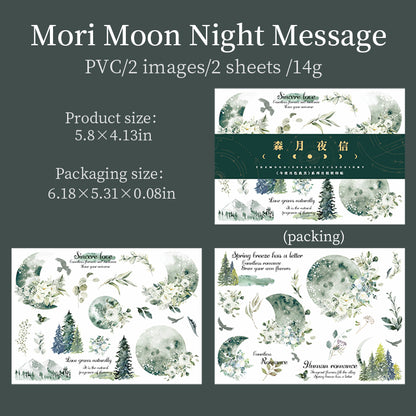 2PCS Transferable Moon & Flower stickers