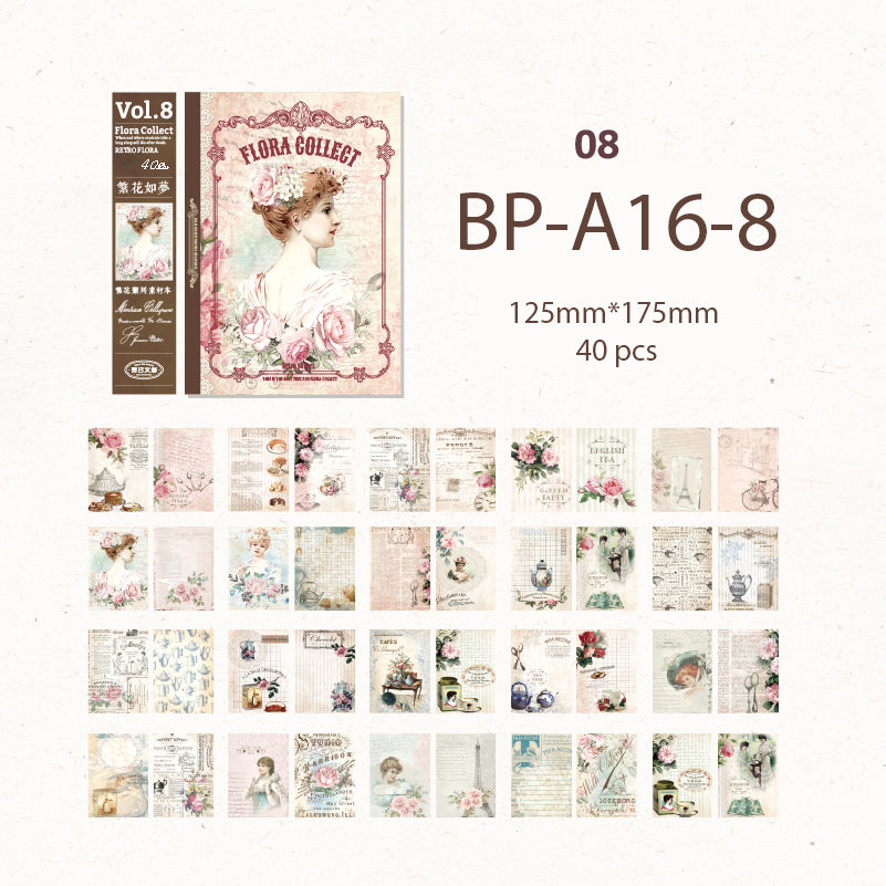 Rose / Damsel Vintage Background Paper 40 PCS