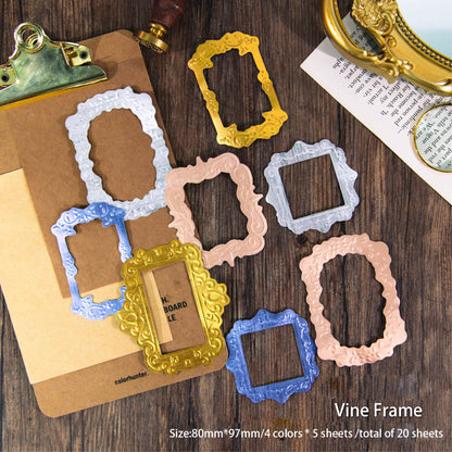 20 PCS Metal-Like Hallow Frame Special Paper