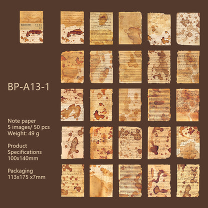 Vintage Burned-like Note Paper 50PCS