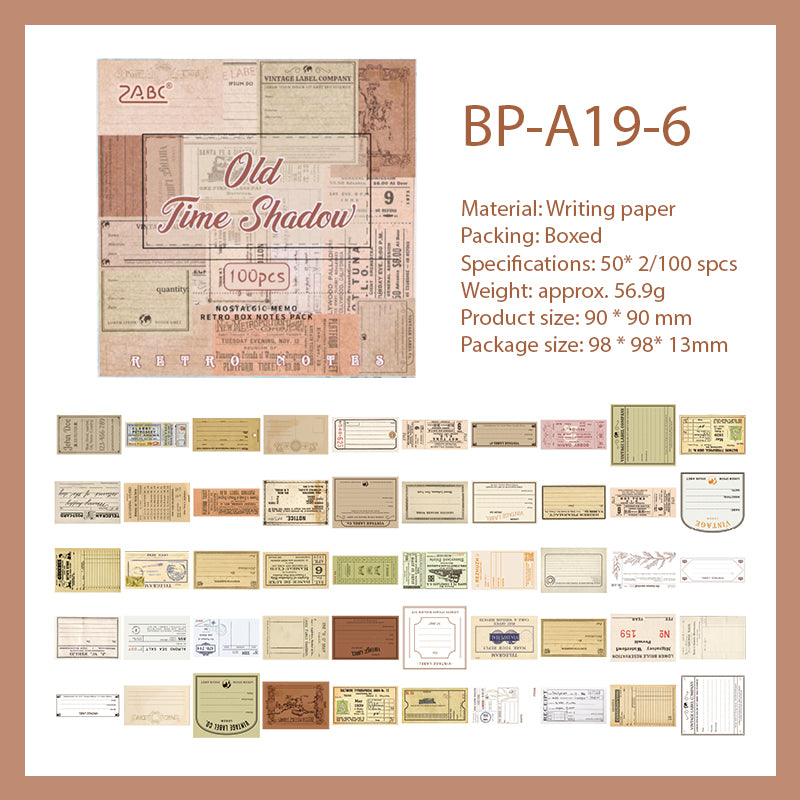 Boxed Nostalgic Note Paper 100 PCS