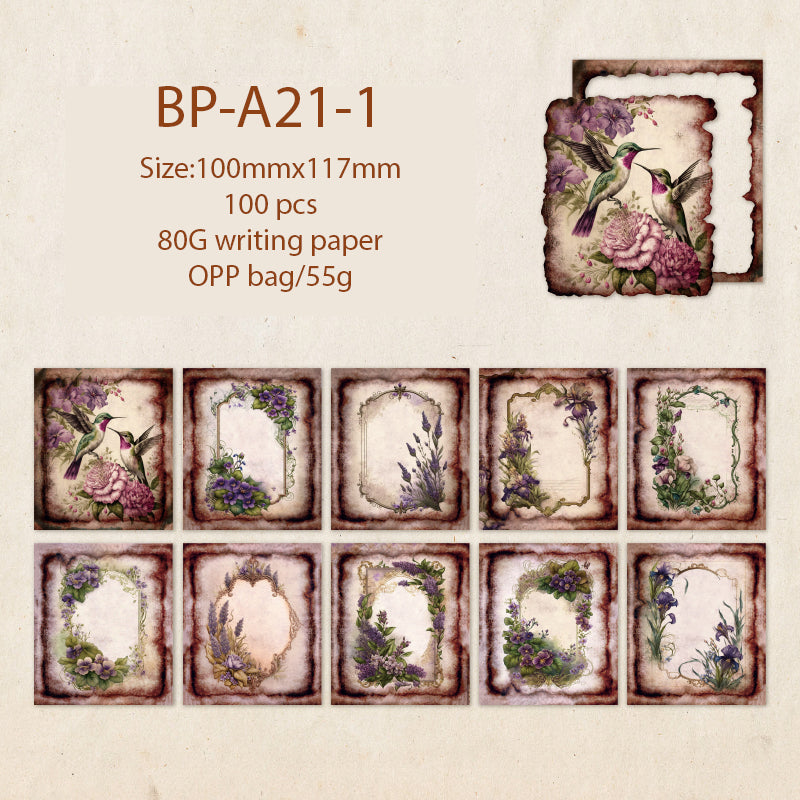 Garden of Memories Retro Frame + Paper 50 PCS