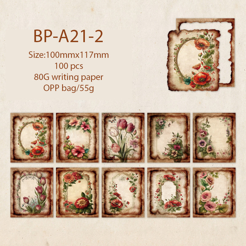 Garden of Memories Retro Frame + Paper 50 PCS