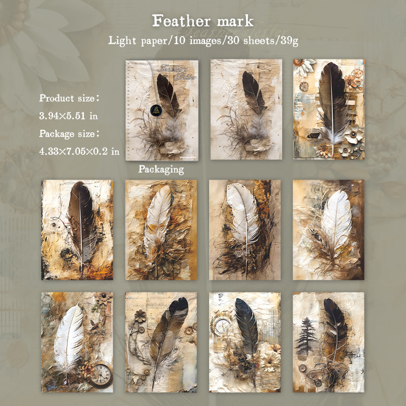 Retro Feather Letter Note Paper 3*10 pcs