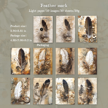 Retro Feather Letter Note Paper 3*10 pcs