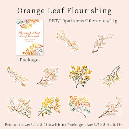 20PCS Leaves & Branches PET stickers