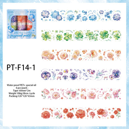 6 pcs FLOWER Pre-Cut PET Tapes Box Set