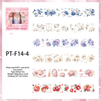 6 pcs FLOWER Pre-Cut PET Tapes Box Set