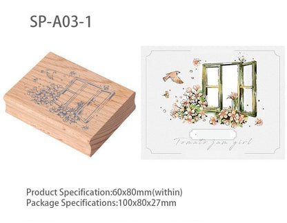 Four Seson Window Wooden Stamp