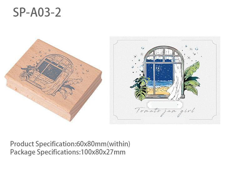 Four Seson Window Wooden Stamp