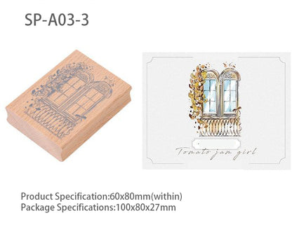 Four Seson Window Wooden Stamp