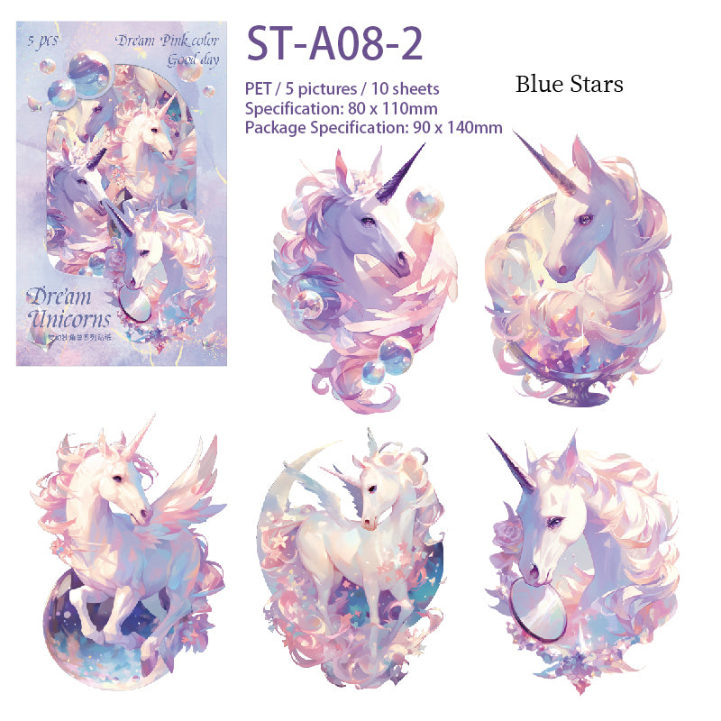 Shinny Unicorn PET stickers 10 PCS