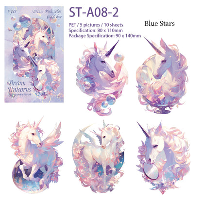 10PCS Shinny Unicorn PET stickers