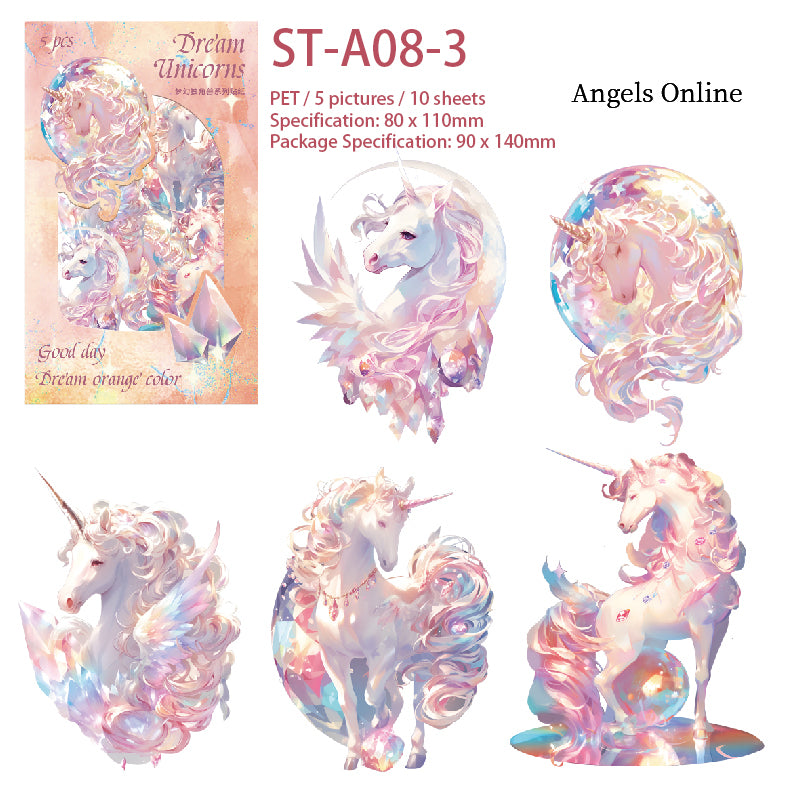 Shinny Unicorn PET stickers 10 PCS