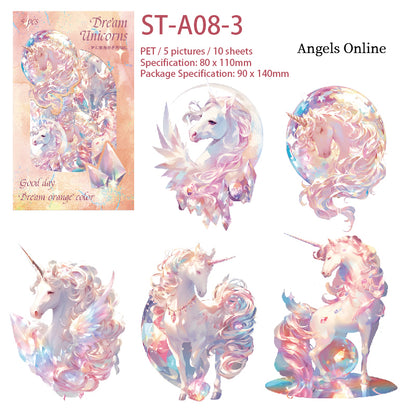 10PCS Shinny Unicorn PET stickers