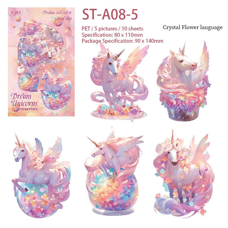 Shinny Unicorn PET stickers 10 PCS