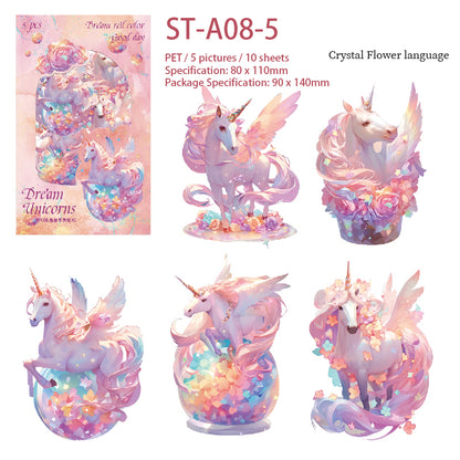 10PCS Shinny Unicorn PET stickers