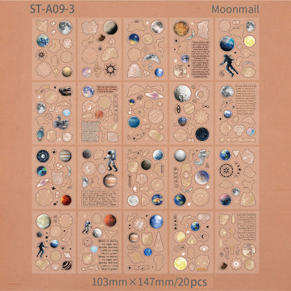 20 PCS Vintage / Moon / Garden /Rome PET stickers